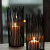 Iron Candle Holders Activity modern Hollow wrought iron Holder Black Cafe Table Geometric Shapes Decoration Living Room 211108