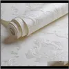 Inrichting Gardenwhite reliëf damast behang slaapkamer woonkamer achtergrond bloemenpatroon 3D getextureerde muurpapier home decor 10 m roll wallp