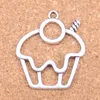 39 st Antiksilver Bronze Plated Cake Cupcake Charms Pendant DIY Halsband Armband Bangle Fynd 36 * 31mm