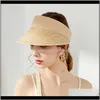 Sombreros de ala ancha Gorras Sombreros, bufandas Guantes Moda Aessories Drop Delivery 2021 Mujer Pure Hand Woven Lafite St Folded Sun Seaside Holiday Be