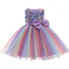 Vintage Jacquard Dress For Girls 1st Year Birthday Party Wedding Backless Bow Tutu Baby Princess Custume Vestido 210508