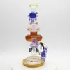 Glass Bong Bee Waterpipe Hookah Recycler Oil Rigs with Unique Percolator 10in height 14mm Bowl