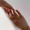 Brass 18k gold-plated European and American fashion retro diamond-studded zircon smooth thick circle gold ring stacking style 29