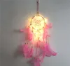 LED Light Dream Catcher Two Rings Feather Dreamcatcher Wind Chime Decorative Wall Hanging Multicolor 12ms J2