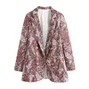 BLSSQR Kvinnor Paisley Tryckta fickor Blazers Feminino Vintage Långärmad Kvinnlig Ytterkläder Coat Chic Chass Tops 210430