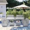 US StockMax 8 Stück Gartenmöbel Rattan Stuhl Tisch Terrasse Sets Outdoor Sofa für Garten Backyard Veranda und Poolseite A37