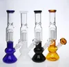 12 inch green and blue Glass Bong Hookahs bent type Multi-hole backflow system oil rig Water Pipe With 14 mm Joint bowl