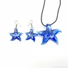 5 mode bleu rayure Murano verre au chalumeau étoile de mer pendentif collier boucles d'oreilles ensemble de bijoux pour les femmes cadeau