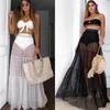 Skirts 2021 Summer Fashion Latest Women Sexy Skirt High Waist See-Through Dot Transparent Long Maxi