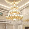 Villa grands lustres duplex salon long lustre lampe en cristal de luxe grand lustre européen lampes d'escalier d'hôtel