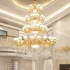 Villa large chandeliers duplex living room long chandelier luxury crystal lamp European big chandelier hotel staircase lamps