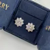 H luksusowe kolczyki stadnina 925 Sterling srebrny kwiat rocznicowy kolczyk diamentowy