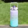 Bouteille d'eau de motivation de 64 oz avec paille de marqueur de temps étanche sans BPA pichet de jus de sport de remise en forme avec poignée en paracorde