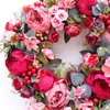 Decorative Flowers & Wreaths Artificial Peony Wreath Rattan String Vine With Green Leaves For Home Wedding Garden Decoration Hanging Garland