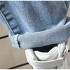 Baby Boys Pants Kids Jeans Child Girls Cartoon Print Denim Trousers 2 3 4 5 6 7 8 Years Spring Autumn 2022 New Children's jeans G1220