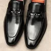 Slip On Men oryginalne skórzane buty wizytowe 2023 biznesowe buty ślubne okrągłe głowy formalne włoskie modne czarne buty Oxford Lofers