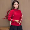 Abbigliamento etnico Camicia tradizionale cinese Camicetta Top Donna Collo alla coreana Camicie orientali Camicette Donna Elegante Donna Cheongsam Top 3152