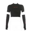 Ribbed Knit Letter Embroidery Long Sleeve Black Y2k Cropped Tops Fashion Women's T-Shirts Casual Tee Shirts Streetwear 210510