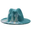 넥타이 염료 Fedora Hat Fedoras 여성 남성 넓은 브림 모자 남자 여자 재즈 파나마 모자 남성 모자 Trilby 연인 커플 패션 액세서리 2021 5colors