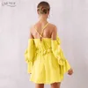 Winter Women Mini Celebrity Evening Party Dress Sexig Hollow Out Off Shoulder Spaghetti Strap Ruffles Club Dresses 210423