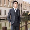 Primavera Autunno Vestito Da Uomo Coreano Sottile Professionale Due Pezzi Set Da Sposa Best Man Abiti Da Uomo Giacca + Pantaloni Costume Homme X0909