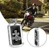 Biker'S Blessing Engraved Pendant Necklace Steel Prayer Cross Gift For Motorcycle Riders Car Interior Hanging Ornaments Decorations