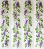 7ft 2m wedding party decroation window Flower String Artificial Wisteria Vine Garland Plants Foliage Outdoor Home Trailing Flower Fake Hanging Wall Decor