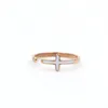 Wedding Rings Fashion Brand Rose Gold Color Stainless Steel Sample Oil Drip Crystal Love Cross Ring Women Gift1700528