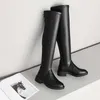 Meotina Autumn Over The Knee Boots Women Natural Genuine Leather Thick Heel Thigh High Boots Sexy Slim Zipper Shoes Lady Size 39 210608