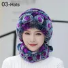 Beanie/Skull Caps Fashion Girl Fur Cap Lady Winter Natural Real Rex Hat And Scarf Set High Quality Women Colorful Thicken Warmer Hats Delm22