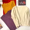 Мода Batwing Рукав вязаные кардиганы свитер Женщины осень зима плюс размер V-образным вырезом повседневная твердая вершина CRRIFLZ 210520