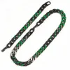 jewelry luxury high quality designer Ins hip hop fashion simple black chain green baking paint personalized trend Cuban Bracelet5543262