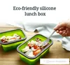 Foldbar silikon lunchlåda picknick hink vikande crisper matlagring behållare som kan sätta i mikrovågsugn3675846