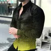 Wiosenna jesień mężczyzn Casualne koszule z długim rękawem zapinane na guziki cyfrowe drukowanie Polka Dot Turndown Tops S3XL 220815