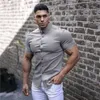 Camicia a maniche corte da uomo moda Casual Super Slim Fit Camicia da uomo solida da lavoro sociale Camicia da uomo Palestra Fitness Abbigliamento sportivo 210628