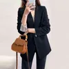Peonfly мода женщин черный блейзер с длинным рукавом карманный двухбортный офис женские деловые пальто женские ретро вершины осень 2111122