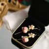 SINZRY Bijoux créatifs originaux faits à la main Perle naturelle Véritable fleur de rose Boucles d'oreilles pendantes pour femmes 210317
