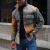 Otoño Invierno chaquetas de hombre Harajuku moda rayas Patchwork abrigos para hombre Casual Turn-down Collar abotonado prendas de vestir exteriores 211217