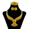 Boucles d'oreilles et collier pour femmes, bijoux en or 24, mode de dubaï, bague en cristal, ensembles d'accessoires cadeaux de mariage, 2021