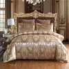 Luxurious Bedding Linens Set Pillowcase Silky Satin Jacquard Flower Soft Bedclothes Bed Duvet Cover Adults Sets