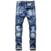 Mens Designer Jeans Distressed Ripped Biker Slim Fit Washed Motorcycle Denim jean Uomo Hip Hop Moda uomo Cool Rips Stretch Pants T1019