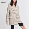 Blazer con paillettes modello geometrico da donna Feminino Tasche brillanti Capispalla manica lunga Vintage Top casual femminile 211019