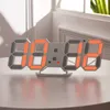 Modern Design 3D LED Wall Clock Modern Digital Alarm Clocks Display Home Living Room Office Table Desk Night Warm