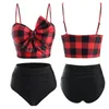 Frauen Push-Up Gepolstertes Bikini Set Plaid Bowknot Push Up Tankini Bademode Für Tankinis Badeanzüge Biquini frauen