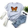100% Cotton Summer Women T-shirt Casual Loose Short Sleeve Fashion Butterfly Printed Female Tees W694 210526