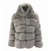 暖かい冬の女性の服のフェイクの毛皮のコート女性のフェイクレザープラスのためのサイズの服のための女性4xl冬のコートの毛皮のコートとジャケットY0829