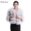 Розовый Java 1801 Real Fur Part Women Зима Толстая Куртка Короткая оптом Подлинная Рукав 2111129
