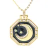 Подвесные ожерелья Eyika Fashion Star Star Moon Zircon Ожерелье для женщин Золотая цветовая цепочка