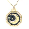 Collane con ciondolo EYIKA Fashion Star Moon Zircon Collana per donna Catena color oro Lavoro manuale Smalto Octagon Girocollo Gioielli Collier Femme