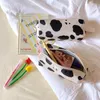 Pencil Bags Cow Print Case Bag Storage Pouch Simple Stationery Holder For Middle High School Office College Student